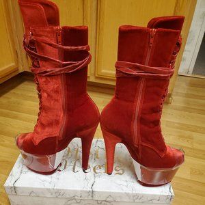 Hella heels, baby doll red velvet, us 8, heel 7in